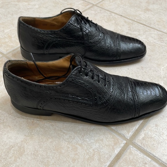 Zelli 400 Ostrich Leg Cap Toe Lace Up Black - Picture 2 of 6